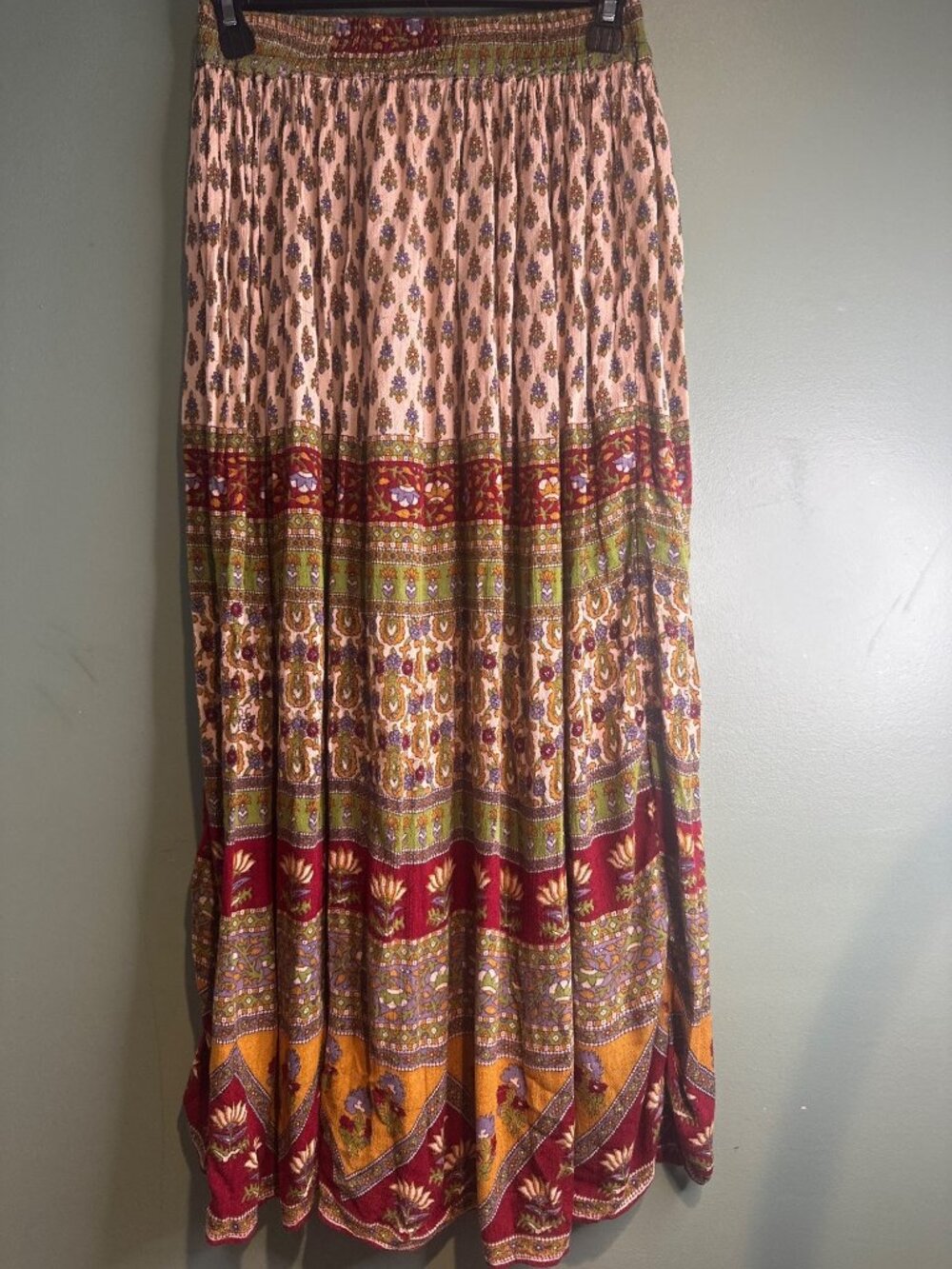 Paths of the Spirit Boho Maxi Skirt Women's Small Floral Elastic Waist Festival